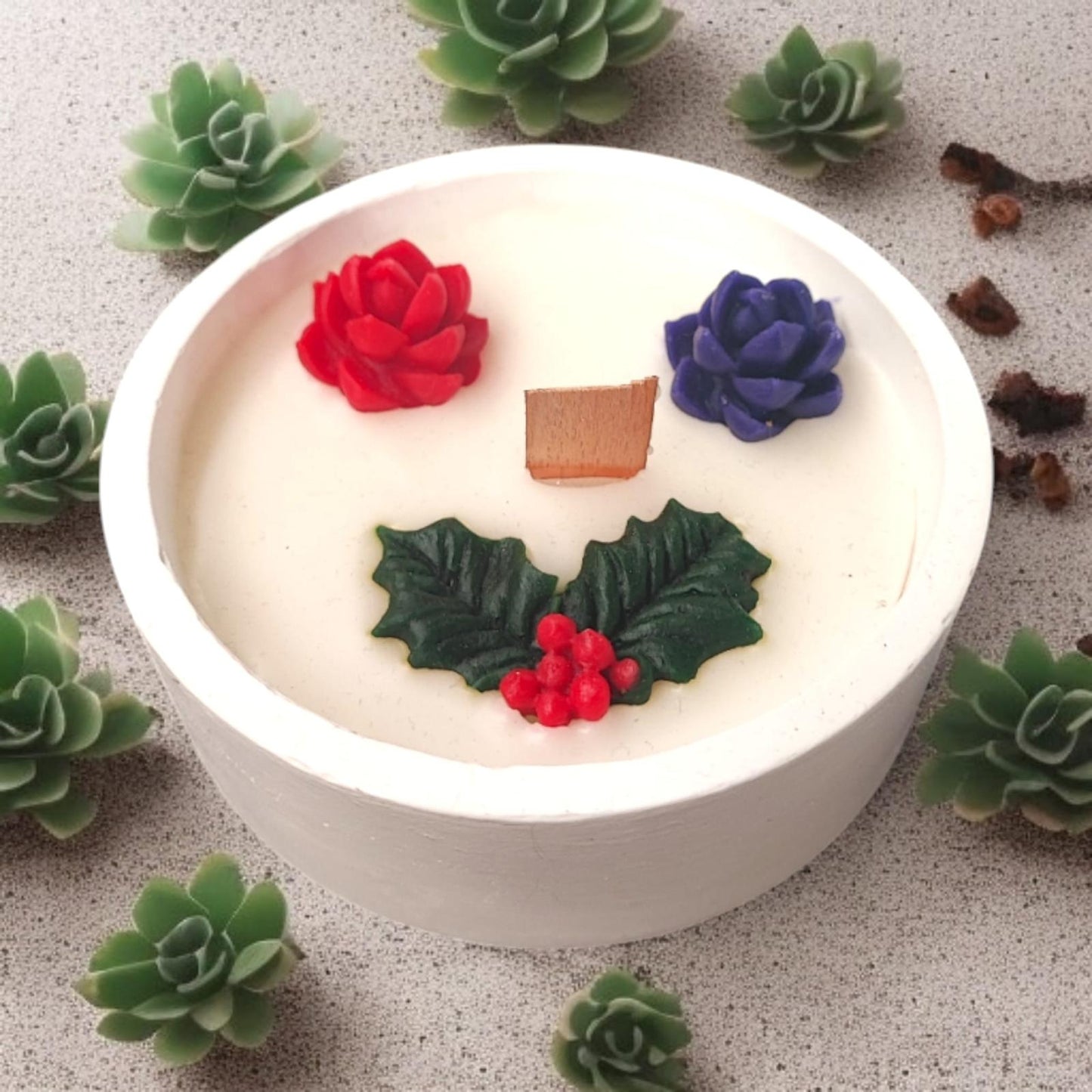 Bubble tabaklı Ahşap Fitilli Mum