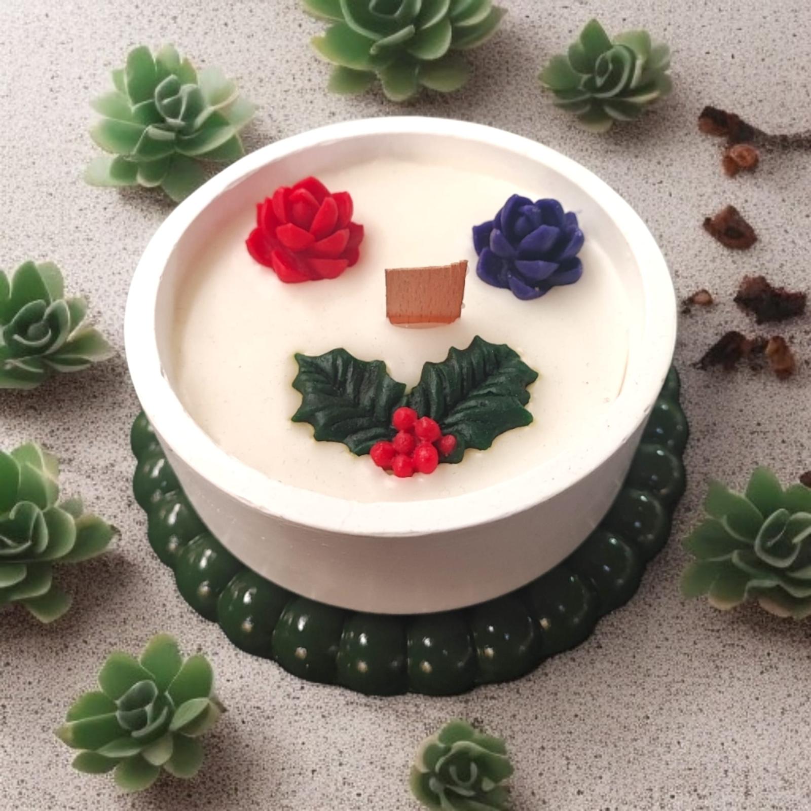 Bubble tabaklı Ahşap Fitilli Mum