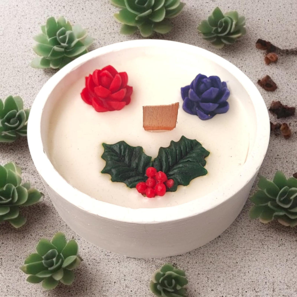 Bubble tabaklı Ahşap Fitilli Mum